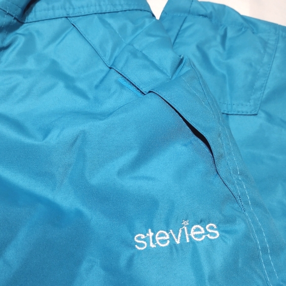 Stevies Aqua Blue Fleece Upper Overall Snow Bibs Ski Pants - Picture 7 of 13